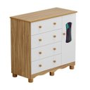 Ver imagem 1 de Cômoda 1 Porta 4 Gavetas Luna - Moveis Peroba Amendoa/branco
