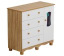 Ver imagem 1 de Cômoda 1 Porta 4 Gavetas Luna - Moveis Peroba Amendoa/branco