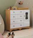 Ver imagem 4 de Cômoda 1 Porta 4 Gavetas Luna - Moveis Peroba Amendoa/branco