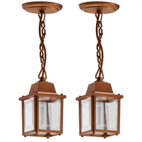 2 Pendente Externo Colonial Cobre Retro Pergolado Acl95