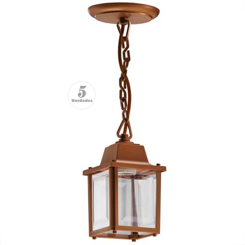 5 Pendente Industrial Vintage Cobre Externo Pergolado Acl95