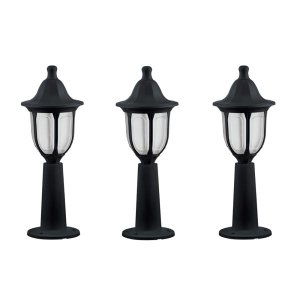 3 Poste Balizador Colonial Preto Jardim 45cm Externo Acl92