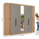 Ver imagem 3 de Guarda-Roupa Casal 7 Portas 4 Gavetas com Espelho MDF 266,6cm Supremo Yescasa Cinza Nogal / Gris
