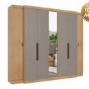 Ver imagem 5 de Guarda-Roupa Casal 7 Portas 4 Gavetas com Espelho MDF 266,6cm Supremo Yescasa Cinza Nogal / Gris