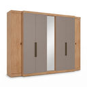 Ver imagem 2 de Guarda-Roupa Casal com Espelho 100% MDF 7 Portas 4 Gavetas Nogal/Cinza Gris Yescasa Supremo 266cm