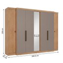 Ver imagem 3 de Guarda-Roupa Casal com Espelho 100% MDF 7 Portas 4 Gavetas Nogal/Cinza Gris Yescasa Supremo 266cm