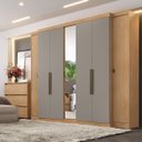 Ver imagem 1 de Guarda-Roupa Casal 7 Portas 4 Gavetas com Espelho MDF 266,6cm Supremo Yescasa Cinza Nogal / Gris