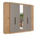 Ver imagem 2 de Guarda-Roupa Casal 7 Portas 4 Gavetas com Espelho MDF 266,6cm Supremo Yescasa Cinza Nogal / Gris