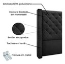 Ver imagem 4 de Cabeceira Vivian Estofada para Cama Box de Casal 1,40 Veludo Preto Bz Home Decor