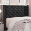 Ver imagem 3 de Cabeceira Vivian Estofada para Cama Box de Casal 1,40 Veludo Preto Bz Home Decor