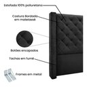Ver imagem 4 de Cabeceira Villach Estofada para Cama Box de Casal 1,40 Veludo Preto Bz Home Decor