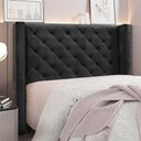 Ver imagem 3 de Cabeceira Villach Estofada para Cama Box de Casal 1,40 Veludo Preto Bz Home Decor
