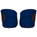 Ver imagem 1 de Kit 02 Poltronas Orgânica Decorativa Beatriz Veludo Azul Marinho/pu Marrom - Montanaris Decor