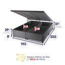 Ver imagem 7 de Conjunto Box Baú Cinza Argel Cinza Espuma D33 King 193x203x74 - King House