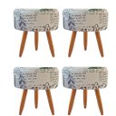 Ver imagem 1 de Combo 4 Puffs decorativos redondo pé palito-Suede paris azul verde