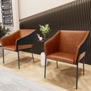 Ver imagem 6 de Kit 2 Cadeiras para Sala de Jantar Estar Living Olívia L02 Couríssimo Camel Preto - Lyam Decor