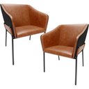Ver imagem 1 de Kit 2 Cadeiras para Sala de Jantar Estar Living Olívia L02 Couríssimo Camel Preto - Lyam Decor