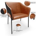 Ver imagem 7 de Kit 2 Cadeiras para Sala de Jantar Estar Living Olívia L02 Couríssimo Camel Preto - Lyam Decor