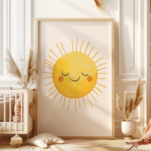Quadro Decorativo Infantil Sol Boho Raios da Felicidade Quarto Bebê Menino Menina NO1