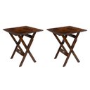 Ver imagem 1 de Mesa Dobrável 70x70 Kit 2 Unidades Pinus Madeira Tratada Imbuia