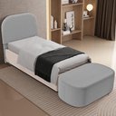 Ver imagem 2 de Cabeceira Cama Box 100cm Lanna com Puff Recamier Doha W01 Bouclê Cinza - Lyam Decor