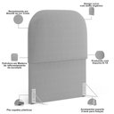 Ver imagem 5 de Cabeceira Cama Box 100cm Lanna com Puff Recamier Doha W01 Bouclê Cinza - Lyam Decor