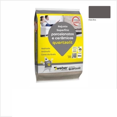 Rejunte para Porcelanato 5kg Quartzolit - PRETO ONIX