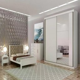 Guarda Roupa Bravo Gold 2 Portas 4 Gavetas 1 Espelho Cor:branco - 4