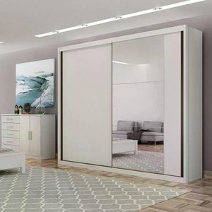 Guarda Roupa Bravo Gold 2 Portas 4 Gavetas 1 Espelho Cor:branco