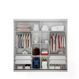 Guarda Roupa Bravo Gold 2 Portas 4 Gavetas 1 Espelho Cor:branco - 2