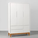 Ver mais imagens de Kit Quarto Theo com Pés Square Mel - Berço + Cômoda 3 Gavetas e 1 Porta + Guarda-roupa 3 Portas + Po