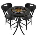 Ver imagem 1 de Cj Mesa Madeira Azulejo 60cm - Bistrô Fixa 78cm + 2 Cadeiras 43 - Preta - Harley Davidson Genuine