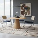 Ver imagem 4 de Cadeira de Jantar Roma Bbb Cozinha Vip Assento Linho Azul Marinho Encosto Linho Bege Base Aço Preto