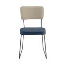 Ver imagem 3 de Cadeira de Jantar Roma Bbb Cozinha Vip Assento Linho Azul Marinho Encosto Linho Bege Base Aço Preto
