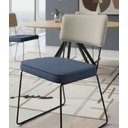 Ver imagem 1 de Cadeira de Jantar Roma Bbb Cozinha Vip Assento Linho Azul Marinho Encosto Linho Bege Base Aço Preto