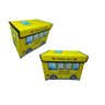 PUFF BAÚ CAIXA ORGANIZADORA DE BRINQUEDOS INFANTIL PORTA TRECO MULTIUSO AMARELO - 1