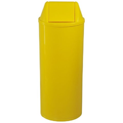 Lixeira de Plástico Amarela 50cm com Tampa 22 Litros - E12A/EB12AM - Jsn Cesto Plástico 50cm com Tam