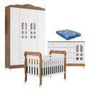 Ver imagem 1 de Quarto de Bebê New Selena 4 Portas com Berço Lila e Cômoda Gran Selena Branco Acetinado