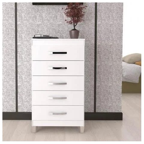 Cômoda Sapateira 5 Gavetas Cannes Incorplac - Branco Brilho                                                                                    