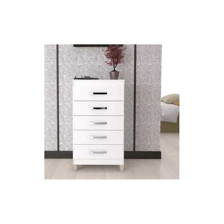 Cômoda Sapateira 5 Gavetas Cannes Incorplac - Branco Brilho                                                                                    