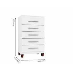 Cômoda Sapateira 5 Gavetas Cannes Incorplac - Branco Brilho                                                                                     - 2