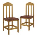 Ver imagem 1 de Kit com 2 Cadeiras de Jantar Madeira Maciça Safira - Mel com Estofado Marrom