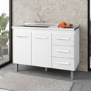Ver imagem 1 de Balcão Gabinete para Pia Bia 118cm 02 Portas 03 Gavetas sem Tampo Branco - Desk Design
