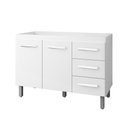 Ver imagem 2 de Balcão Gabinete para Pia Bia 118cm 02 Portas 03 Gavetas sem Tampo Branco - Desk Design