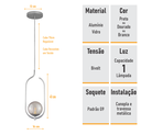 Ver imagem 5 de Lustre Pendente On Clip - Prata com Globo de Vidro Fumê - 4125-15-fu