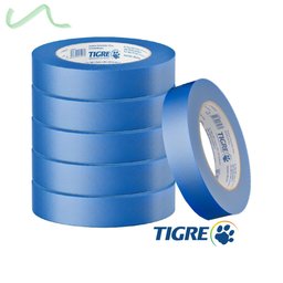 Kit 6 Fita Crepe 24mm x 50m Azul Profissional Anti-UV Pintura Parede - Tigre - 4