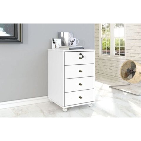 Gaveteiro Zanzini Intelectual Plus com 4 Gavetas Branco Ártico