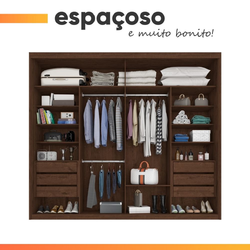 Guarda-roupa Zanzini Imperador Plus 2 Portas Correr 6 Gavetas