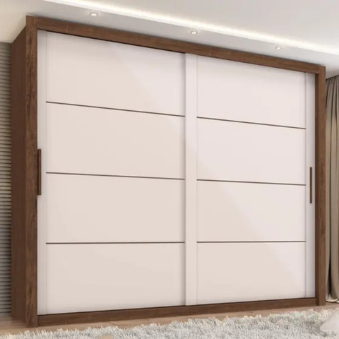 Guarda-roupa Zanzini Imperador Plus 2 Portas Correr 6 Gavetas Jacaranda/off-white com Pés