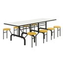 Ver imagem 1 de Mesa para Refeitório Escamoteável 08 Lugares Mdp Branco de 25 Mm - Assento Amarelo - 50802